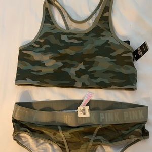 Pink VS Camo Sports Bra w/panties